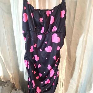 Purple and pink heart fitted slip dress